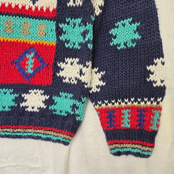 Woolrich Womens Vintage 90s Nordic Cottage Cabin Snow Colorful Knit Sweater S - Picture 3 of 10